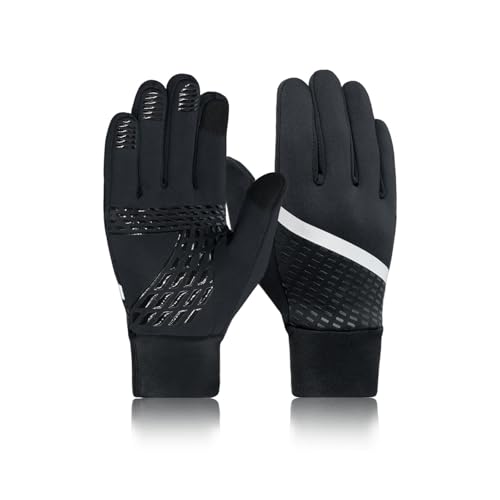 Thumoss Running Gloves for Men & Women 40°F Lightweight Breathable Anti-Slip Touch Screen Gloves for Driving, Hiking, Jogging | Reflective Strips & Enhanced Grip L
