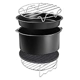 Air Fryer Four Accessoires Set avec Moule à gâteau de cuisson Pizza Plateau de cuisson Ninja Foodi Grill rack Tapis d'isolation pour Fryer Air cuisson 6po 5pcs
