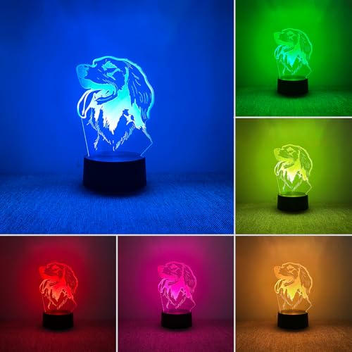 BIRBANN Veilleuse Chien 3D, Lampe LED Tactile 7 Couleurs Changeantes pour Enfants, Alimentation USB, Décoration Chambre Art Moderne, Cadeau Anniversaire Noël