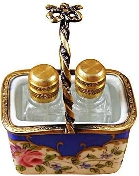 Limoges Blue Basket with Two Bottles Box