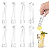 Ninsula 8 PCS Plastic Serving Tongs, 6.3 Inches Disposable Clear Tongs, Kitchen Small Serving Utensil Tongs for Party Catering Buffet Bakery Salad Cookies Ice
