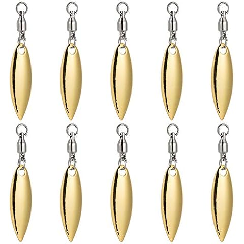 Alwonder 10 PCS Willowleaf Spinner Blades Colorado Blades with Ball Bearing Swivels Corrosion Resistant Spinnerbait Lure Making Supplies Bass Lures #3.5 Cover