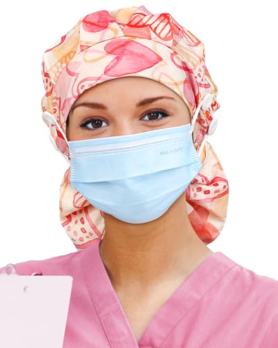 Image of Satin Lined Scrub Cap for Women Extra Large Long Hair Surgical Nurse Cap 4 Buttons