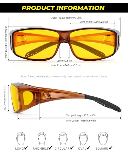 Image of Night Vision Glasses, Fit Over Glasses Mens Womens, Wrap Around Anti Glare HD Night Vision Lens for Night Driving