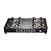 Sunflame Pride 4 Burner Gas Stove | 2 Medium and 2 Small Brass Burners | 2-Years Product Coverage by Sunflame | Ergonomic Knobs | Easy to Maintain l Toughened Glass Top | PAN India Presence| Black