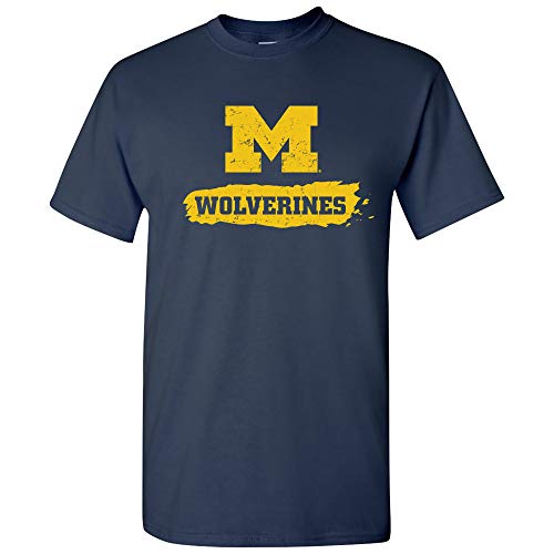 AS1139 - Michigan Wolverines Paint Stroke Logo T-Shirt - Medium - Navy