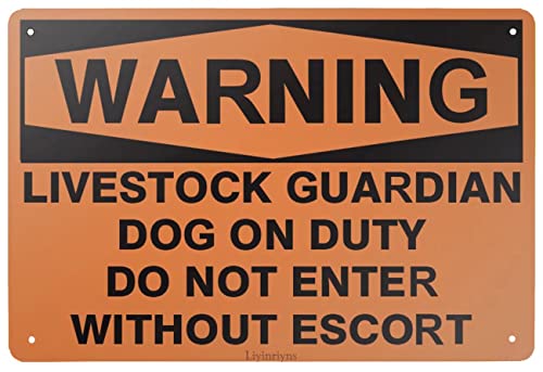 Retro Metal Tin Sign Warning Livestock Guardian Dog On Duty Do Not Enter Wall Poster Home Bar Shop Decorations Coffee Vintage Sign Gift 12 X 8 in