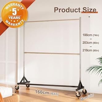 HOKEEPER Z Rack for Clothing Heavy Duty Clothes Rack Hold 550 LBS Commercial Garment Rack with Wheels Rolling Portable Z Base for Bedroom, Living Room, Laundry, Balcony 22.8" D x 62.6" W x 87.8" H