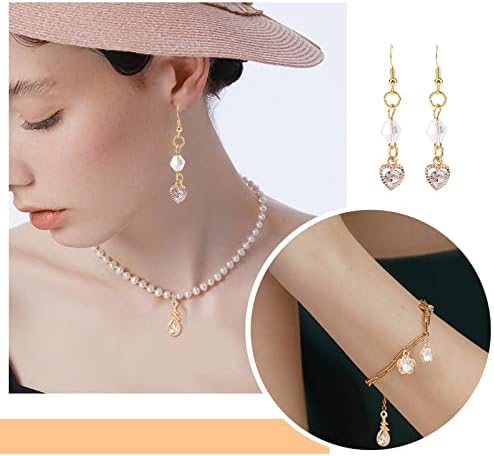 PandaHall 64pcs 8 Style Cubic Zirconia Alloy Charms Silver Gold Crystal Pendant Charms Choker Tiny Dangle Charms for Necklace, Bracelet, Earring Making
