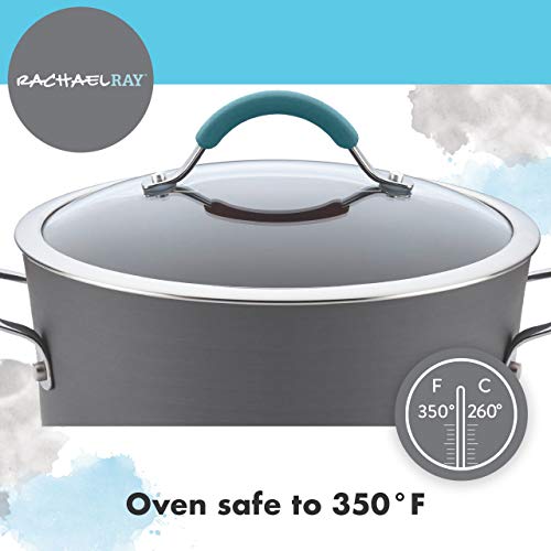 Rachael Ray 87642 Cucina Hard Anodized Nonstick Skillet with Helper Handle, 14 Inch Frying Pan, Gray/Agave Blue by Rachael Ray - Image 5