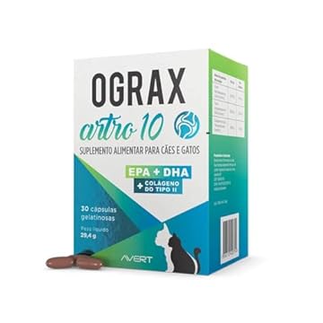 Suplemento Ograx Artro 10 Reforço Alimentar Para Cães e Gatos Avert - 30 Cápsulas