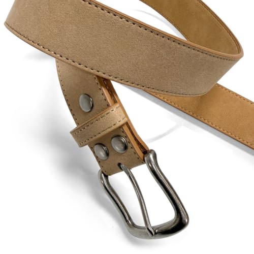 Image of Men's Belt Rounded Edge Heel Bar Buckle Casual Jean Suede Leather Belt 1 1 /2 inch Wide