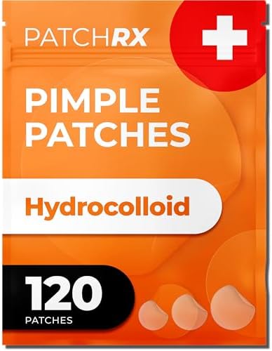 PatchRx Acne Patches (120 Count), Hydrocolloid Pimple Patches for Face - Zit Patch Acne Dots - Pimple Patch with 3 Size Acne Stickers