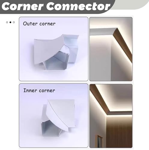 Crown Moulding LED Light Diffuser for Indirect Lighting - Baseboard, Wall Corner, Ceiling - Flexible Profile for Bedroom/Theater - Available in 1m, 2m, 3m (6ft)
