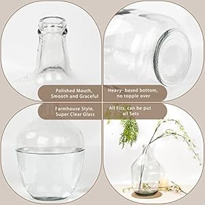 Large glass vase clear for decor large glass jug vase farmhouse style big belly large clear glass vase tabletop bedroom centerpieces decorative flower floor vase  urban country home decor