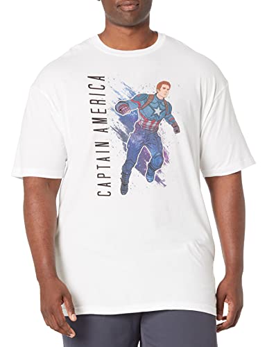 Image of Marvel Big & Tall Captain America Painted Men's Tops Short Sleeve Tee Shirt, White, 5XL Big Tall