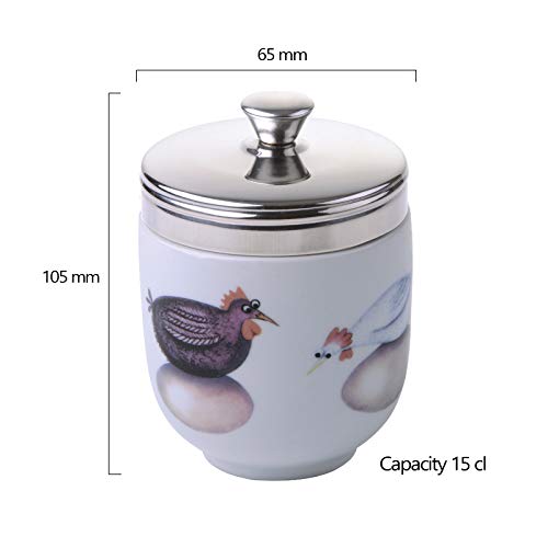 BIA International - Eierkocher aus Porzellan - 2er-Set weiße Eierpochierer mit Bruteier-Design der Künstlerin Clare Mackie, Küchenutensil und Eier-Multikocher, in Geschenkbox verpackt – Bild 6