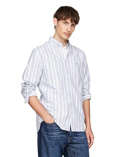 Image of Tommy Hilfiger Men's Long Sleeve Oxford Shirts in Regular Fit, Men's Button Down Shirts, Also Available in Big and Tall
