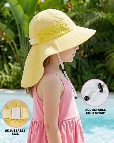 Image of Toddler Baby Sun Hat Kids Summer Beach Essentials Adjustable Beach Hats with Bucket Wide Brim for Boys Girls Age 0-14 Years