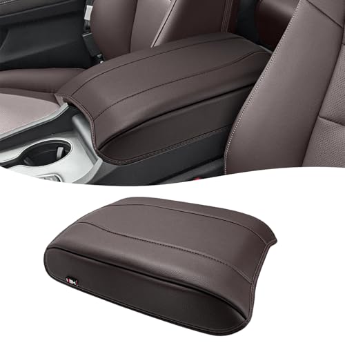 Center Console Armrest Cover for Honda Pilot 2023-2026, Passport 2024-2026, Ridgeline 2024 2025, Durable Middle Console Lid Covering, PU Leather Trim, Anti-Scratch, Brown