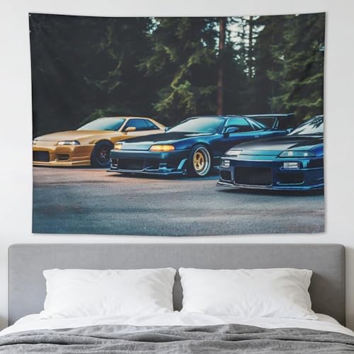 PailailaiNest Wall Art Tapestry R34 Sport Car Racing Jdm Car Aesthetics Tapestry Wall Hanging for Bedroom Home Wall Decor Living Room Backdrop 30