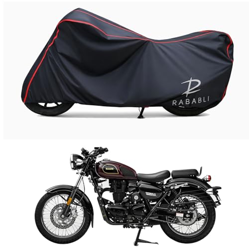 Image of Waterproof Bike Body Cover Compatible for | Benelli Imperiale 400 | Taffeta Fabric, Red Piping Design, Bottom Elastic Fit | Dustproof, Sun UV & Rain Protection for All Bikes