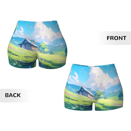 Peak Building Pattern Sports Shorts, high Elastic Slim Fitness Pants, Suitable for Yoga/Leisure/Daily wear3