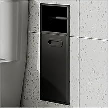 Stainless Steel Shower Nich, Recessed Toilet Paper Holder Shower Niche, Built-in Trash Can Rack for Living Room Kitchen Bathroom, Easy to Install,Black,50x20x14cm