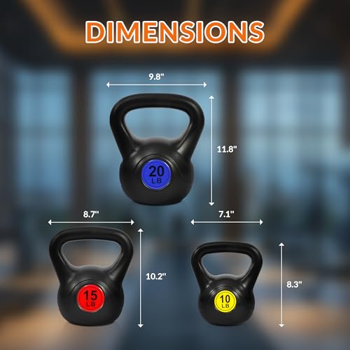 Fitvids Kettlebell Sets 3 Piece Strength Training KettleBells Weight Set, 5/15/20LB, Black by Fitvids - Image 2
