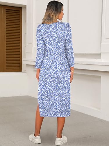 Image of ANRABESS Women Fall Long Sleeve Midi T Shirt Dresses with Pockets