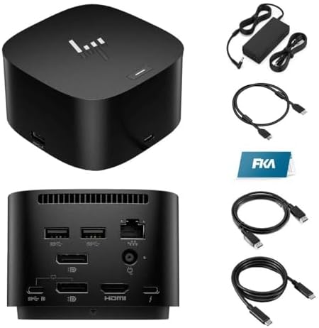 HP Thunderbolt 120W Dock G4, G4 Docking Station for Laptop Dual Monitor, with 120W AC Adapter, HDMI & DP Cable & USB-C Cable image 5