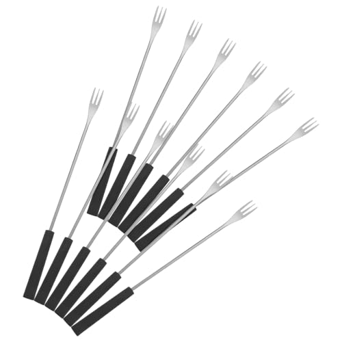 ULDIGI 12 piezas Tenedores para Fondue con Mango de PP Acero Inoxidable Resistente para Frutas Postres y Chocolate Uso Doméstico y Profesional