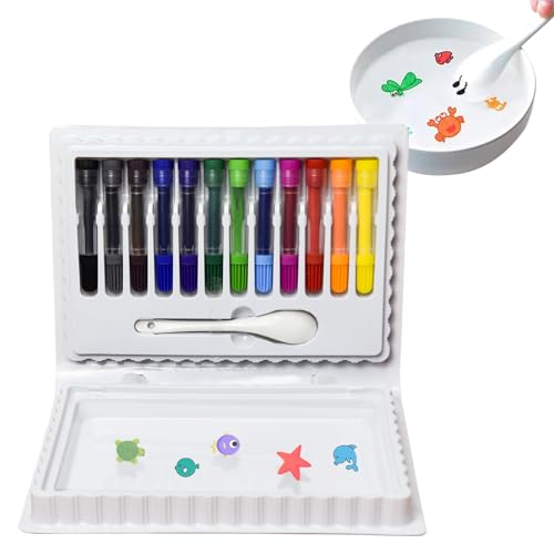 Hogvinnatil Bolígrafos para dibujo | Rotuladores artísticos que flotan en el agua, rotuladores de 12 colores con cuchara, papelería creativa para niños y niñas en edad preescolar, guardería y escuela