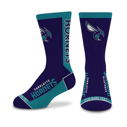 For Bare Feet NBA CHARLOTTE HORNETS MVP Crew Sock Team Color YOUTH
