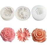 ZPARNO 3 Pack Candle Molds for Candle Making, Moldes para Velas, Flower Molds Silicone Candle Molds for DIY Scented Candle, Soy Wax, Cake, Soap, Resin Casting Craft Making