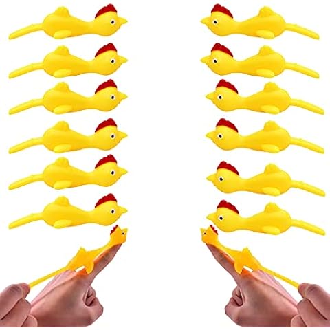 HYCSC Slingshot Chicken Rubber Chicken Set - 12 Pcs Flick Chicken Novelty Gifts , Funny Flying Chicken Stress Relief Toys Cover