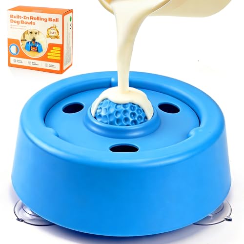 Dog-Lick-Bowl-FoodGrade-Licking-Bowl-for-Bone-Broth-Yogurt-Interactive-Slow-Eating-Toy-for-Anxiety-Relief-Boredom-Anti-Slip-Base-Slow-Feeder-Dog-Lick-Bowls-Rolling-Ball Dog Lick Bowl, Food‑Grade Licking Bowl for Bone Broth & Yogurt, Interactive Slow Eating Toy for Anxiety Relief Boredom, Anti Slip Base Slow Feeder Dog Lick Bowls Rolling Ball - Image 1