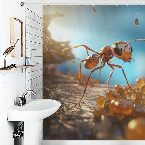 Rideau de douche Fourmi en polyester 183x183 cm lavable pour baignoire - 6