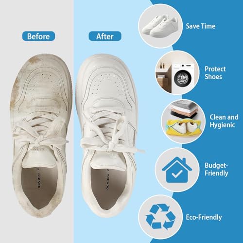 Shoe Washing Machine Bag, 2Pcs Shoe Cleaning for Washer and Dryer, Reusable Laundry Shoe Bag for Sneaker Tennis Shoes Washing Bag for All Types(Yellow)2
