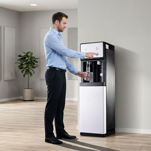 Dispensador de Agua de pie con Carga Inferior Indicador de Nivel bajo de Agua Agua Caliente, a Temperatura Ambiente y fría para hogar, Oficina o Uso Comercial