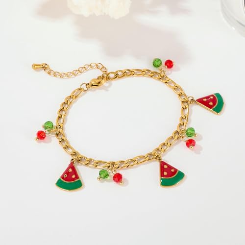Pulseras de sandía de acero inoxidable joya de frutas mujer 6