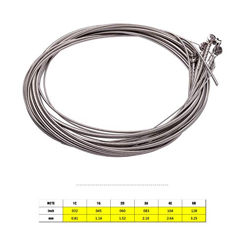 Springway Conjunto de 6 cordas para baixo elétrico resistente à corrosão (0,032-0,128) extra leve es