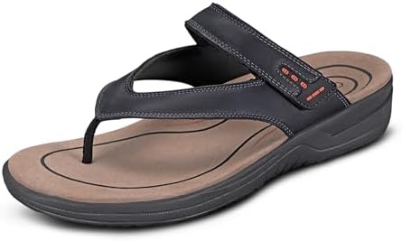 Orthofeet Men’s Orthopedic Leather Eldorado Flip-Flop Sandals