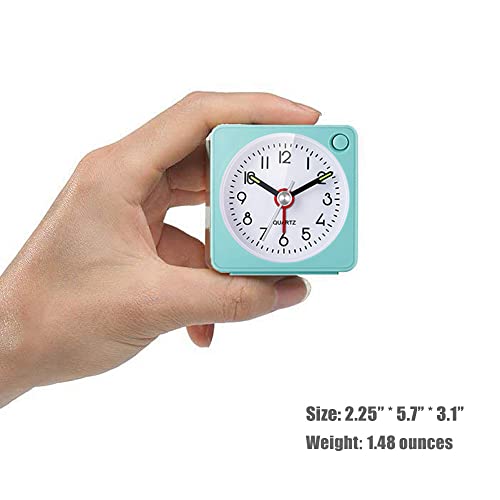 Jisile Travel Analog Alarm Clock, 2.25 Inch, Ultra Small Clock With Snooze And Light Function, Super Silent Non Ticking, Battery Operated, Easy Setting #TOP2
