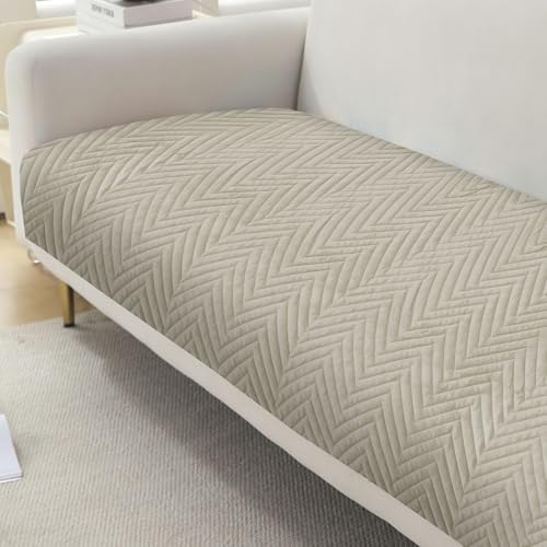 Image of Amazon Basics - Velvet Quilted Make Your Own Sofa Cover |1 Seater | Multi-Layered Fabric |70cm x 70cm | 350 GSM | Color - Beige