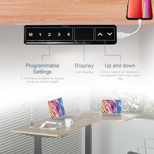 Image of Fromann Standing Desk Frame Electric Height Adjustable Desk Legs Sit Stand Up Table Base Dual Motor L Shaped Corner with USB for Home and Office (Black)