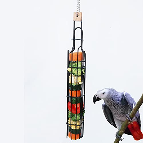 Bird Food Holder Parrot Feeders - Fruit Basket Hanging Metal Birdcage Vegetable Fruit Treat Feeder Small Animals Outside Feeding Tool for Parakeets Conures Cockatiels