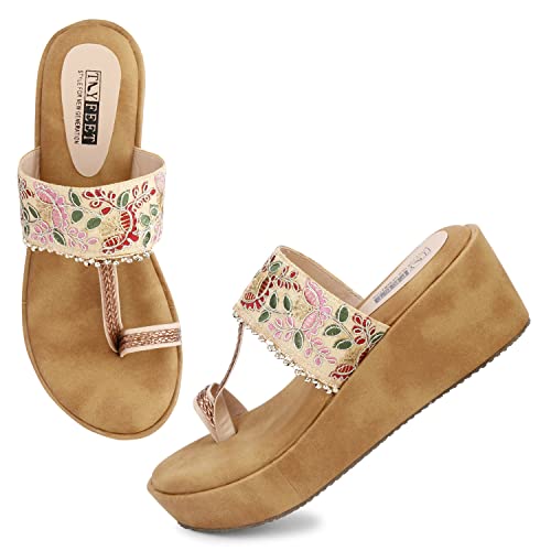 Image of Fabric Platform Low Heel Wedges For Women and Girls