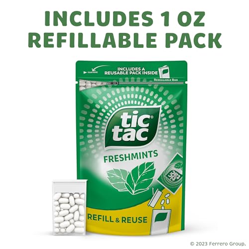 Tic Tac Bulk Freshmints Refill Bag, Pocket-Sized Breath Mints, 17.2 oz | Use this refill bag of mints bulk to fill the included pocket-sized pack for fresh breath on the go in your office or car - image 4