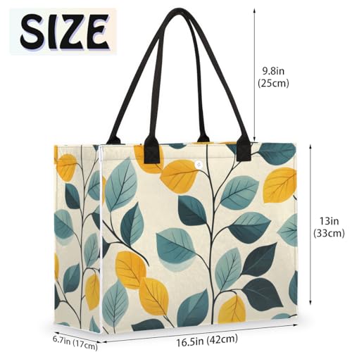 Growing Blue Leaves Tote Bag for Women Large Beach Bag Reusable Tote Bags for Work Travel Beach Shopping2